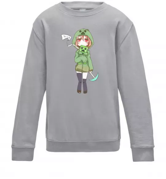 Детский Свитшот Кріпер аніме майнкрафт Серый меланж фото