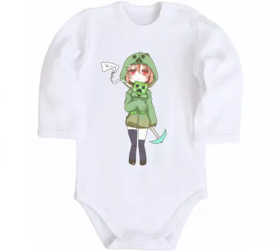 Дитячий бодік Кріпер аніме майнкрафт Білий фото