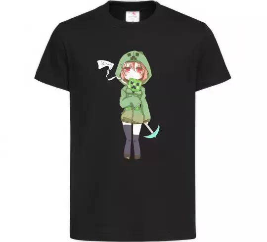 Дитяча футболка Кріпер аніме майнкрафт Чорний фото