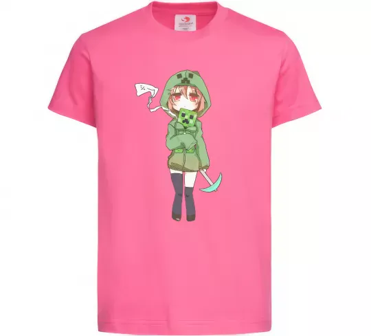Дитяча футболка Кріпер аніме майнкрафт Яскраво-рожевий фото