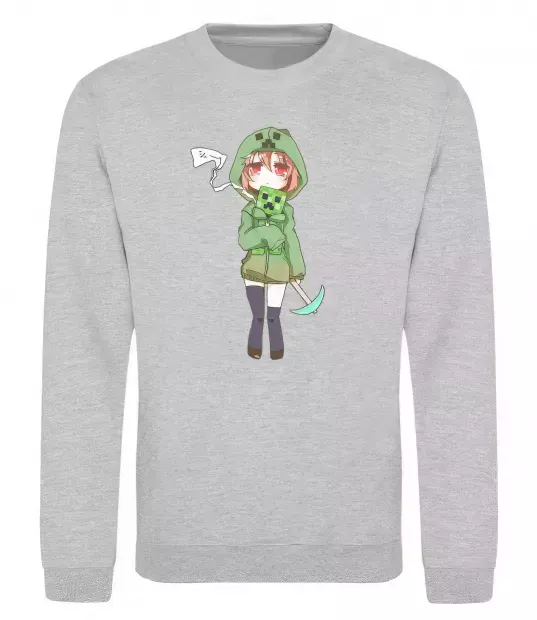 Свитшот Кріпер аніме майнкрафт Серый меланж фото