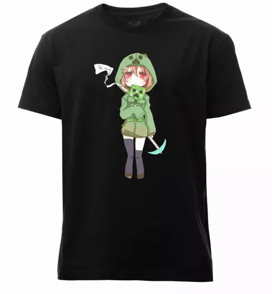 Мужская премиум футболка Кріпер аніме майнкрафт Черный фото