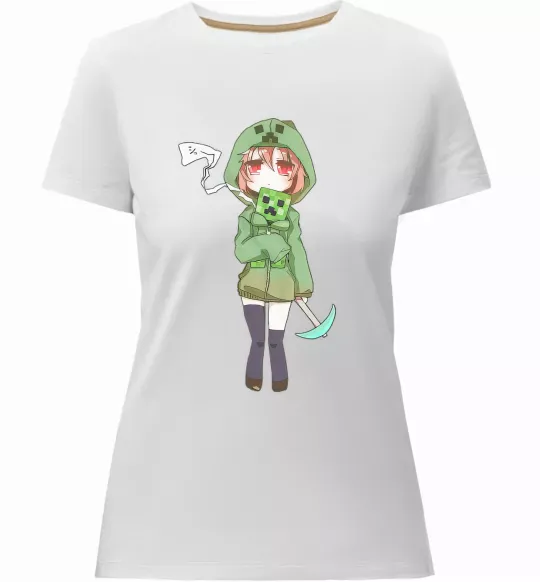 Жіноча преміум футболка Кріпер аніме майнкрафт Білий фото