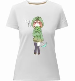 Женская премиум футболка Кріпер аніме майнкрафт