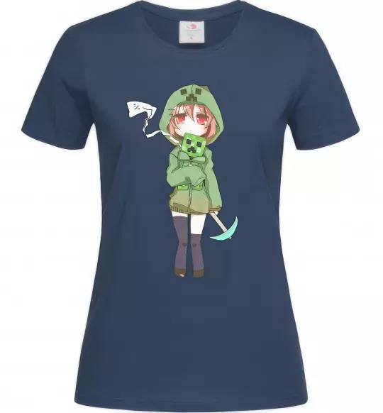 Женская футболка Кріпер аніме майнкрафт Темно-синий фото