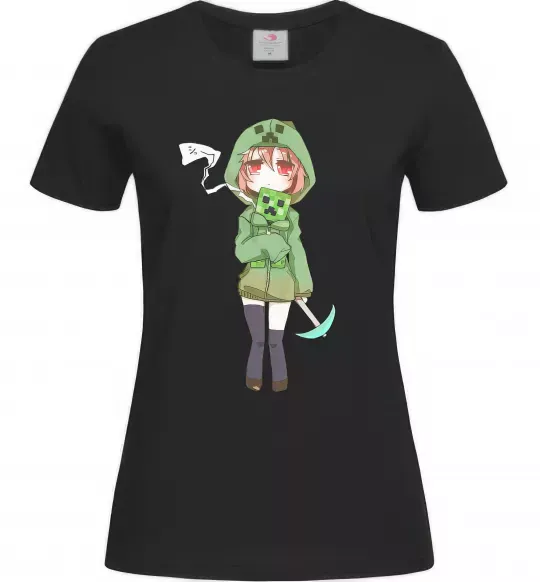 Женская футболка Кріпер аніме майнкрафт Черный фото