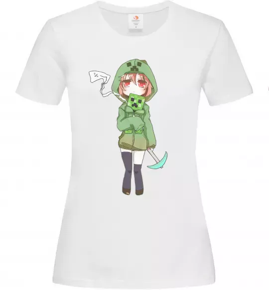 Женская футболка Кріпер аніме майнкрафт Белый фото