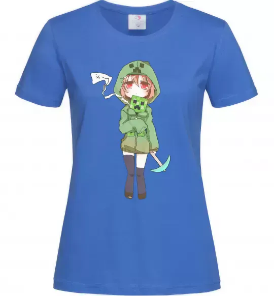 Женская футболка Кріпер аніме майнкрафт Ярко-синий фото