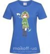 Женская футболка Крипер аниме майнкрафт Ярко-синий фото