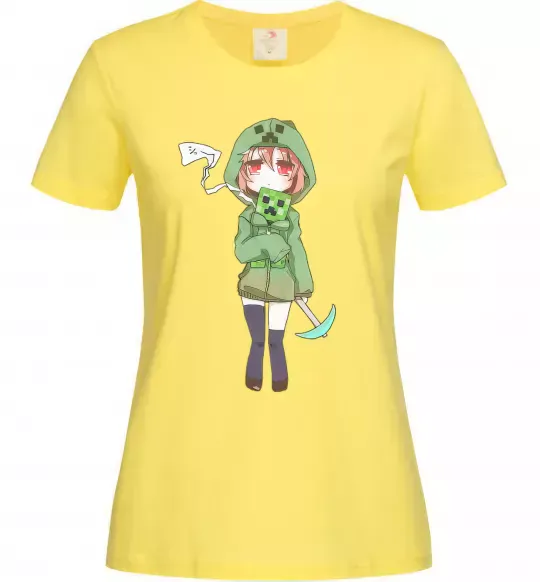 Женская футболка Кріпер аніме майнкрафт Лимонный фото