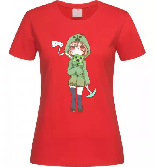 Женская футболка Кріпер аніме майнкрафт Красный фото