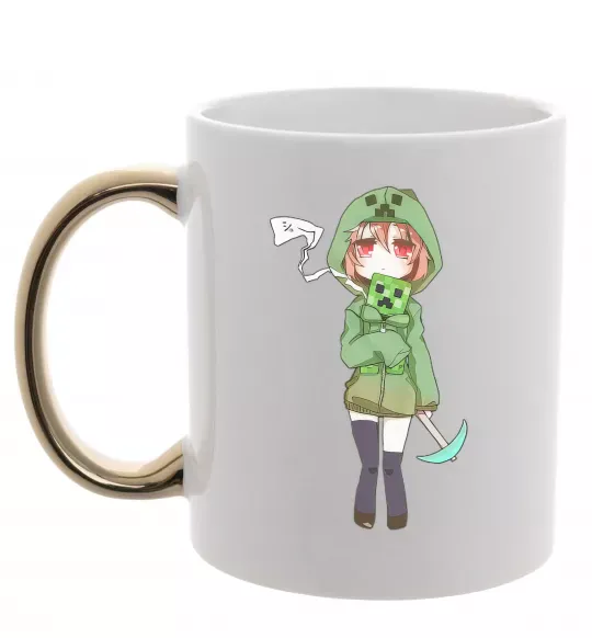 Чашка с цветной ручкой Кріпер аніме майнкрафт Золото фото