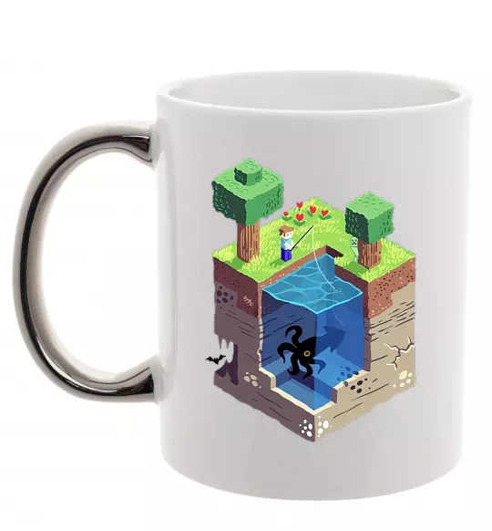 Чашка з кольоровою ручкою Світ майнкрафт Срібло фото