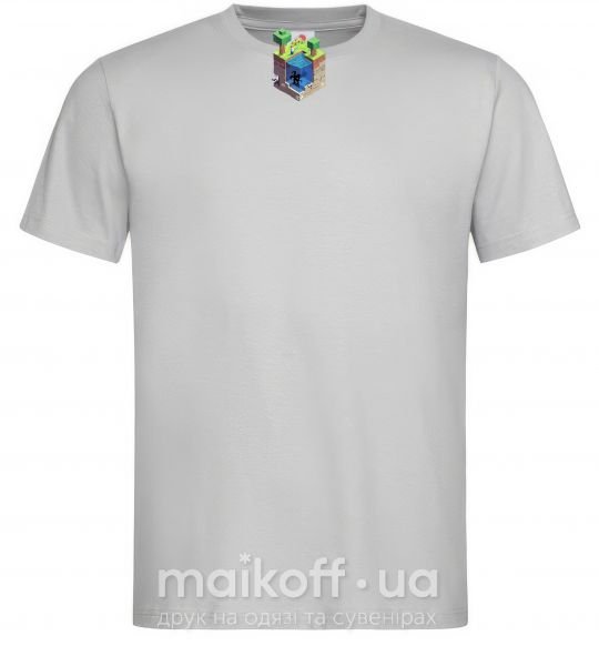 Мужская футболка Майнкрафт мир Серый фото