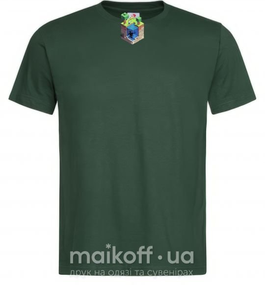Мужская футболка Майнкрафт мир Темно-зеленый фото