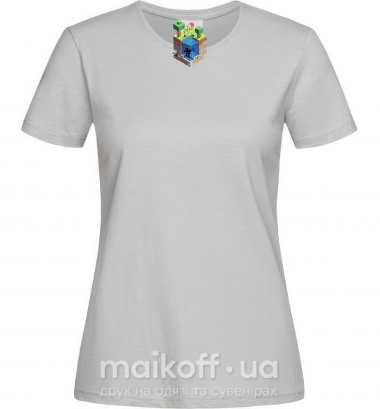 Женская футболка Майнкрафт мир Серый фото
