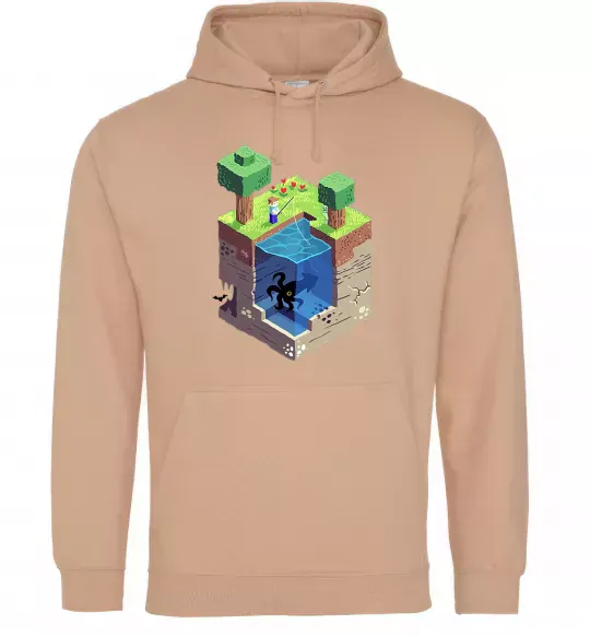 Мужская толстовка (худи) Світ майнкрафт Песочный фото