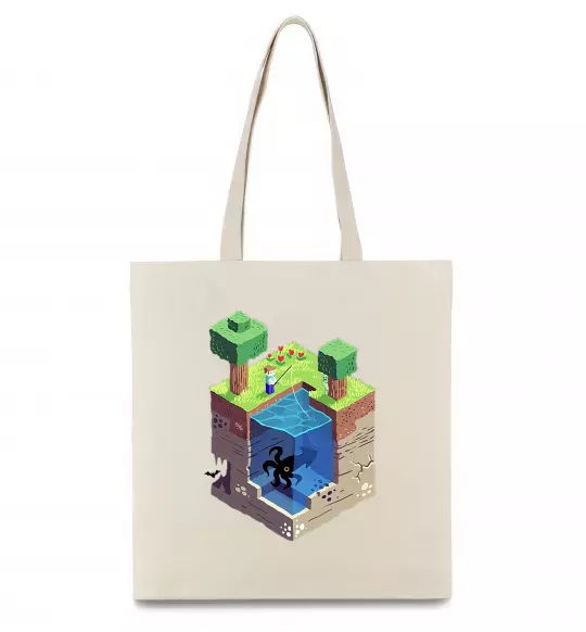 Эко-сумка Світ майнкрафт Бежевый фото