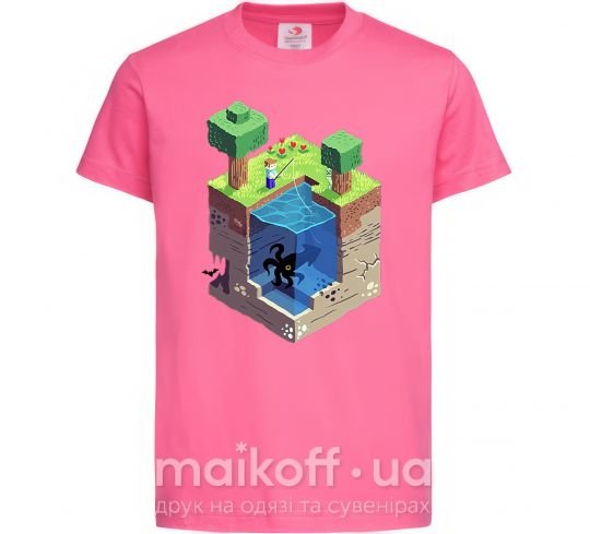 Дитяча футболка Майнкрафт мир Яскраво-рожевий фото