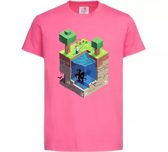 Дитяча футболка Світ майнкрафт Яскраво-рожевий фото