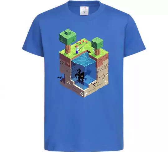 Дитяча футболка Світ майнкрафт Яскраво-синій фото
