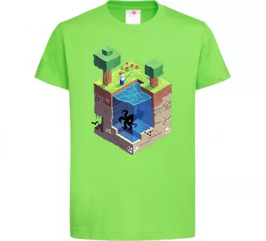 Дитяча футболка Світ майнкрафт Лаймовий фото