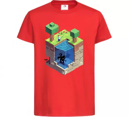 Дитяча футболка Світ майнкрафт Червоний фото