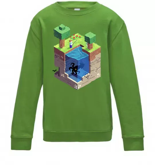 Дитячий світшот Світ майнкрафт Лаймовий фото