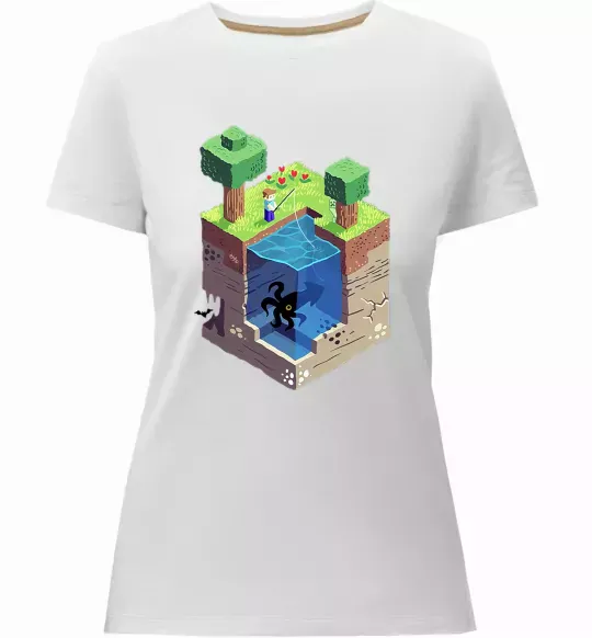 Жіноча преміум футболка Світ майнкрафт Білий фото