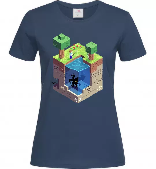 Женская футболка Світ майнкрафт Темно-синий фото