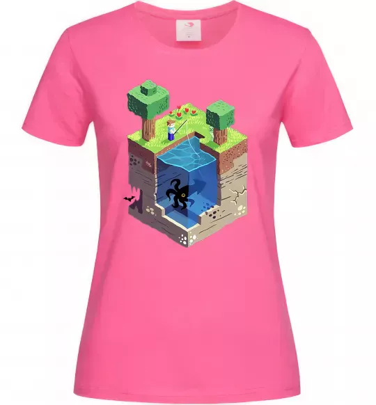 Женская футболка Світ майнкрафт Ярко-розовый фото