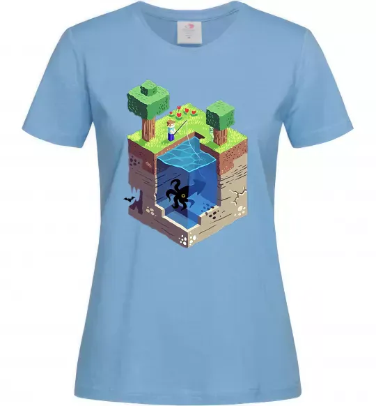 Женская футболка Світ майнкрафт Голубой фото