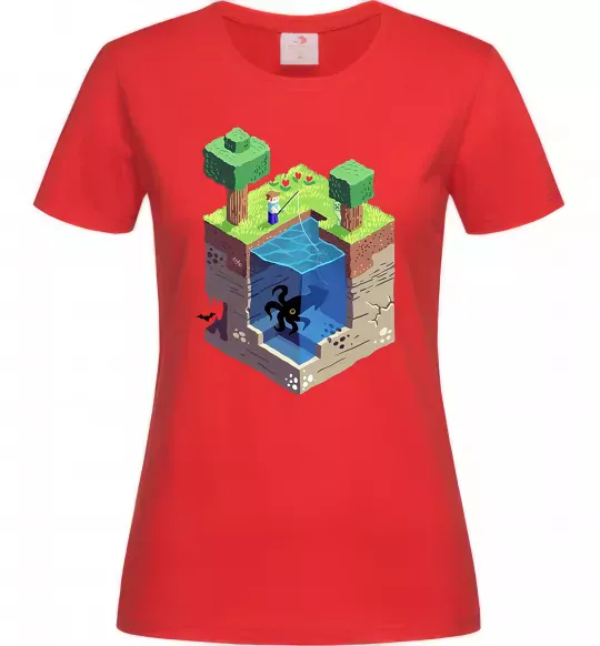 Женская футболка Світ майнкрафт Красный фото