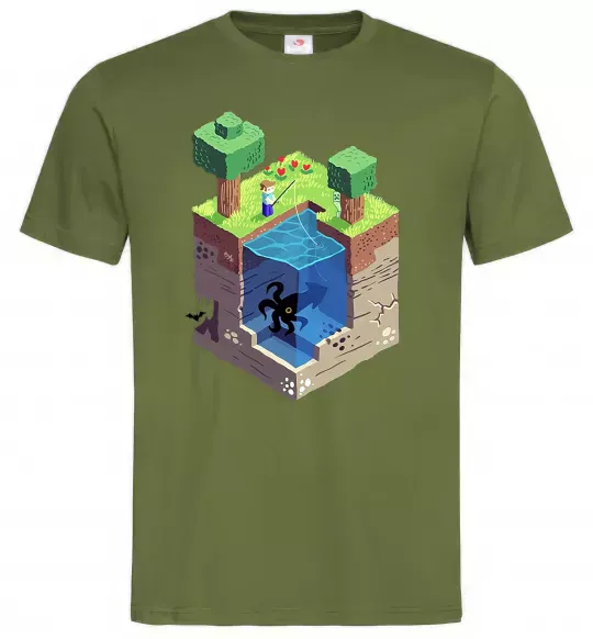 Чоловіча футболка Світ майнкрафт Оливковий фото
