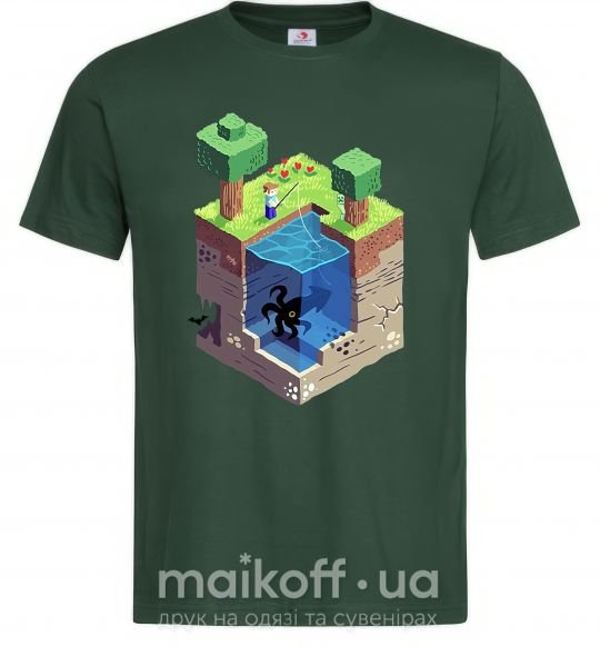 Мужская футболка Майнкрафт мир Темно-зеленый фото
