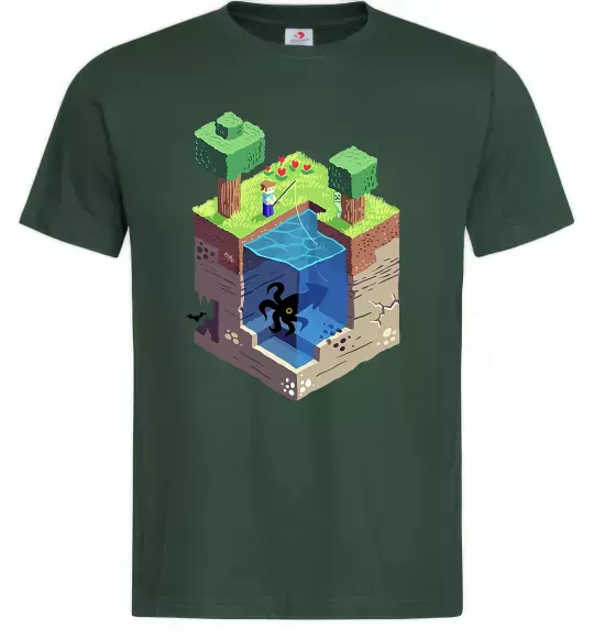 Чоловіча футболка Світ майнкрафт Темно-зелений фото