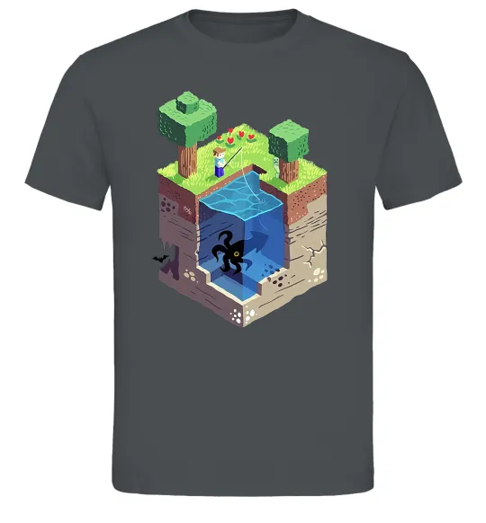 Чоловіча футболка Світ майнкрафт Графіт фото