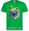 Мужская футболка Майнкрафт мир Зеленый фото