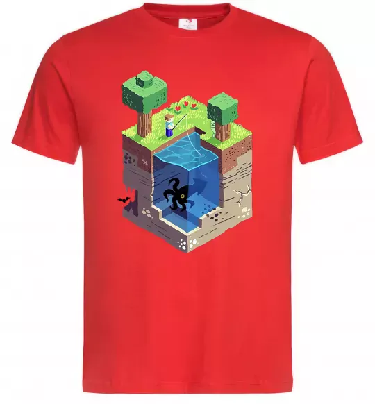 Чоловіча футболка Світ майнкрафт Червоний фото