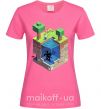 Женская футболка Майнкрафт мир Ярко-розовый фото
