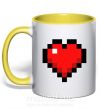 Чашка з кольоровою ручкою Майнкрафт сердце Сонячно жовтий фото