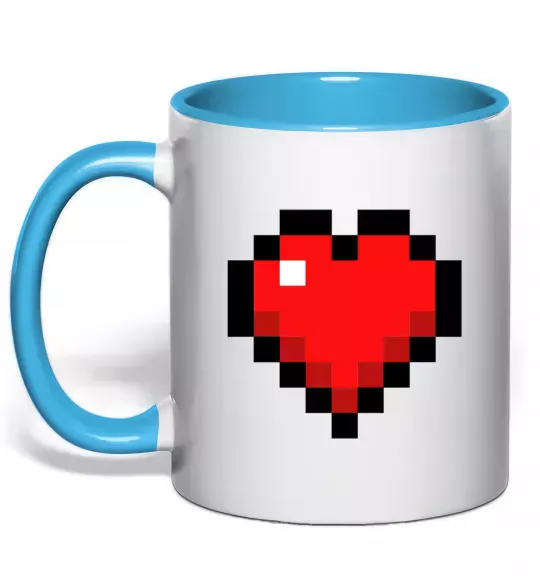 Чашка з кольоровою ручкою Майнкрафт серце Блакитний фото