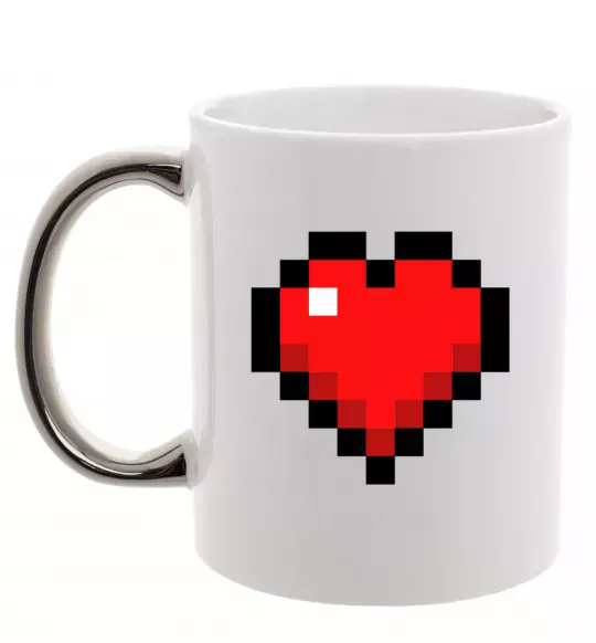 Чашка з кольоровою ручкою Майнкрафт серце Срібло фото