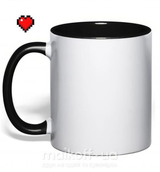 Чашка с цветной ручкой Майнкрафт сердце Черный фото