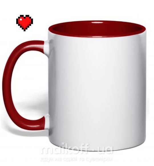 Чашка з кольоровою ручкою Майнкрафт сердце Червоний фото