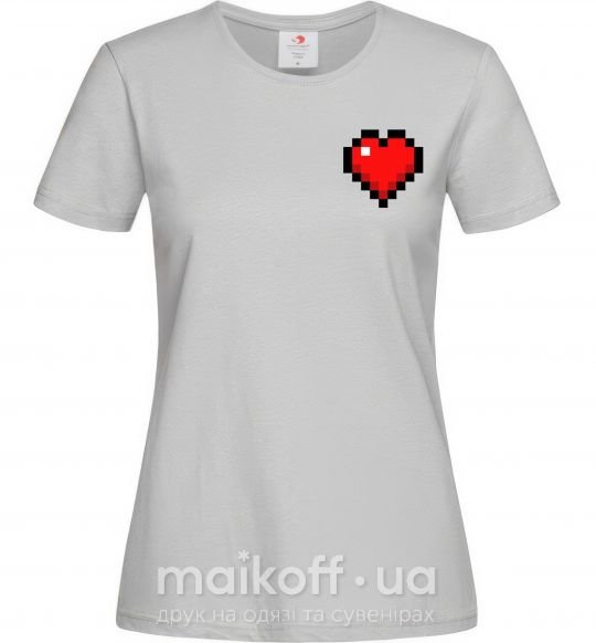 Женская футболка Майнкрафт сердце Серый фото