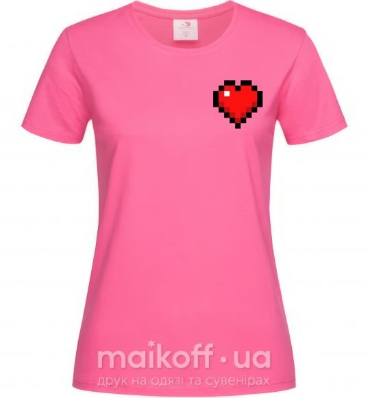 Женская футболка Майнкрафт сердце Ярко-розовый фото