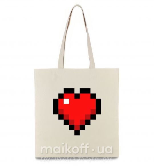 Эко-сумка Майнкрафт сердце Бежевый фото