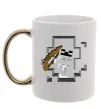 Чашка с цветной ручкой Майнкрафт скелет в печері Золото фото