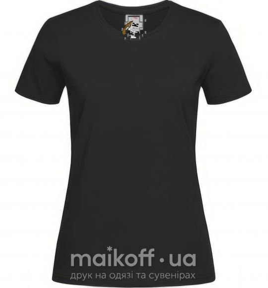 Жіноча футболка Майнкрафт скелет в пещере Чорний фото